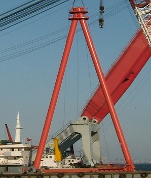 Shipbuilding gantry crane flexible legs